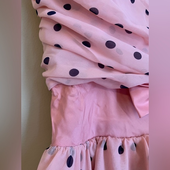 Pink polka dot party dance prom dress summer wedding pretty in pink handmade vtg - Picture 6 of 11
